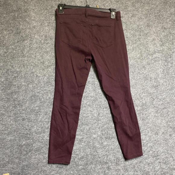 LOFT Pants Womens Size 8 Burgundy Stretch Mid Rise Flat Front Super Skinny Leg - Picture 8 of 10
